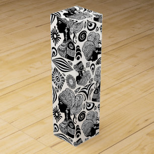 African Girl Portrait Tribal Tattoo Wine Box
