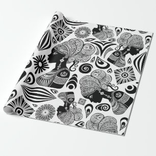 African Girl Portrait Tribal Tattoo Wrapping Paper