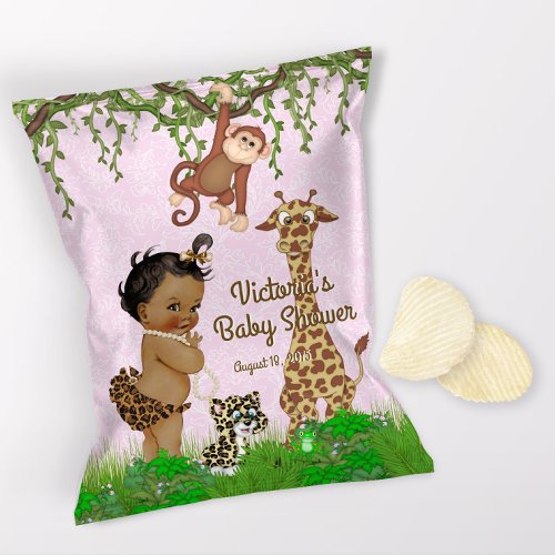 African Girl Safari Baby Shower Chip Bag Wrapper