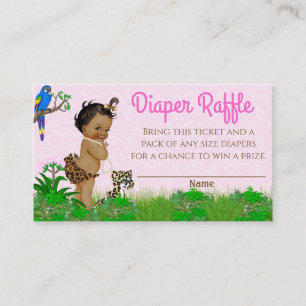 African Girl Safari Baby Shower Diaper Raffle Business Card