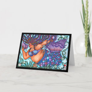 African Goddess Fat Mermaid Greeting Card