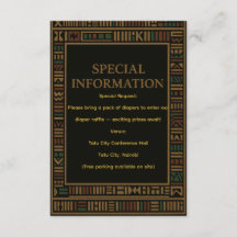 African Gold Kente Baby Shower Enclosure Card