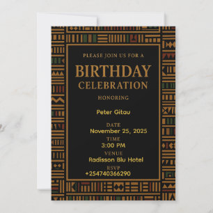 African Gold Kente Birthday Invitation