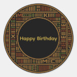 African Gold Kente Birthday Round Sticker