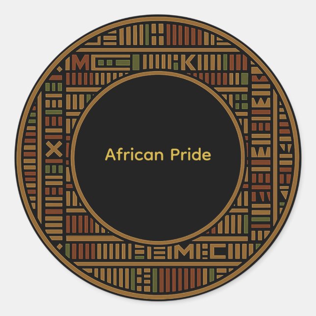 African Gold Kente Pattern Sticker (Front)