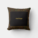 African Gold Kente Pattern Throw Pillow