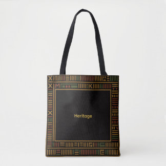 African Gold Kente Pattern Tote Bag
