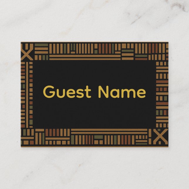 African Gold Kente Wedding Place Card  (Front)