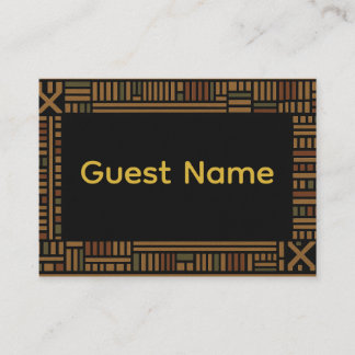 African Gold Kente Wedding Place Card 