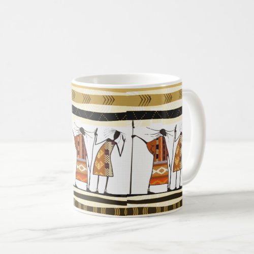 African Graphic Tribal Hunters Coffee Mug