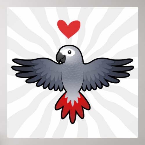 African Gray  Amazon  Parrot Love Poster