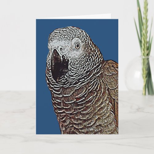 African Gray Parrot Birthday Card