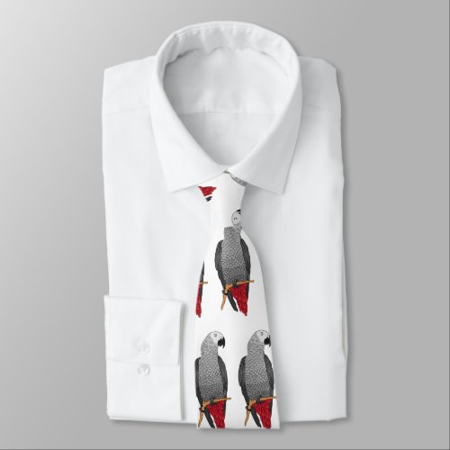 African gray parrot cartoon illustration  neck tie