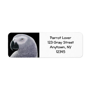 African Gray Parrot Head Label