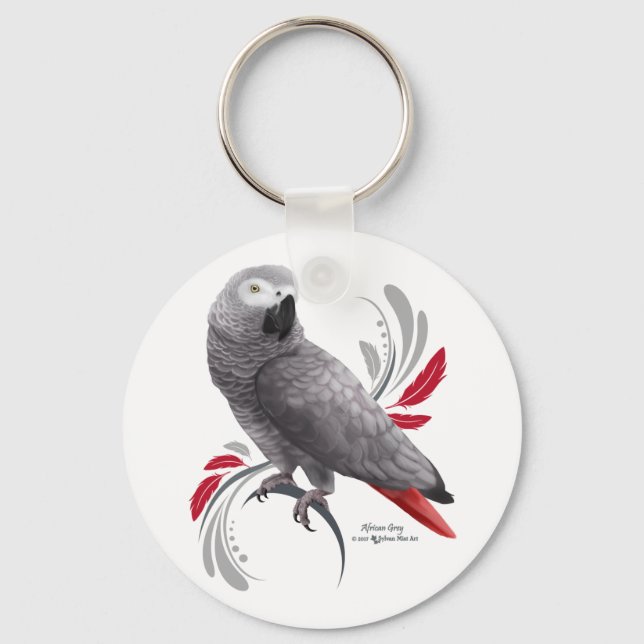African Gray Parrot Keychain (Front)