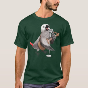 African Gray Parrot Singing Guitar Player Musician T-Shirt