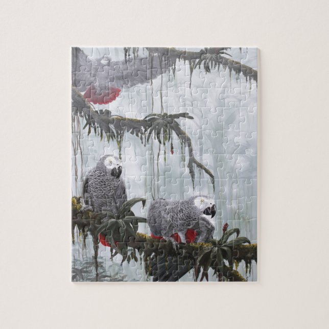 African Gray Parrots flying free Jigsaw Puzzle (Vertical)