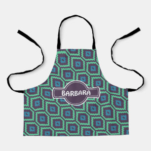 African Green Blue Minimal Pattern Apron