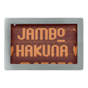 African Greeting: Jambo Hakuna Matata Wood Design Belt Buckle