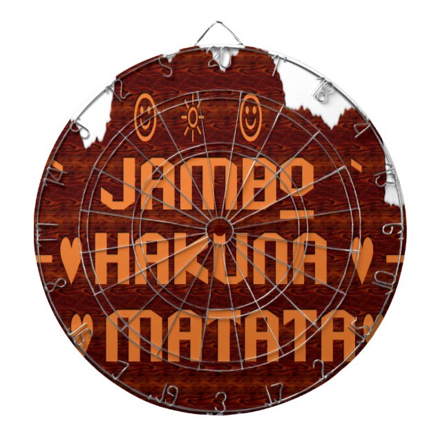 African Greeting: Jambo Hakuna Matata Wood Design Dartboard (Front)