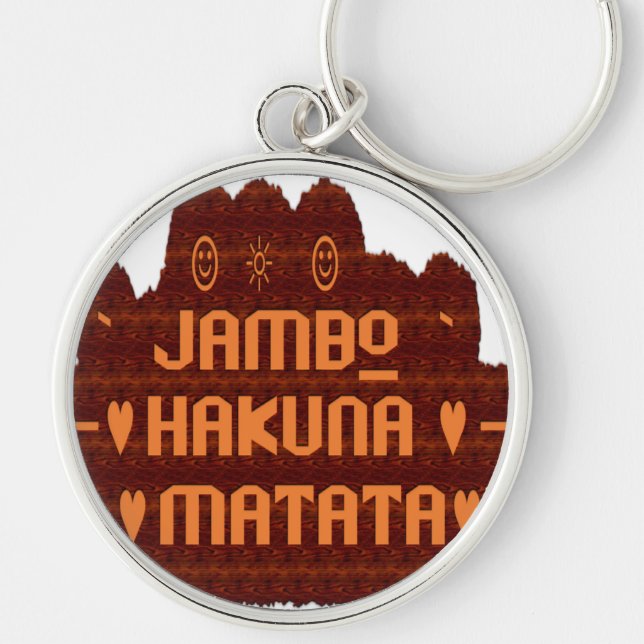 African Greeting: Jambo Hakuna Matata Wood Design Keychain (Front)