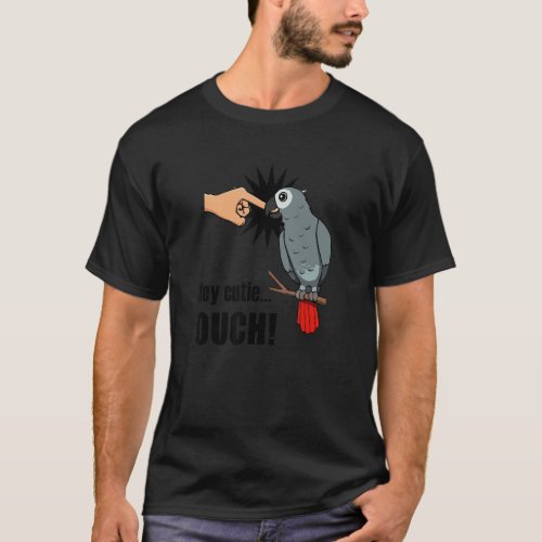 African Grey Biting  Saying Cute Parrot T_Shirt
