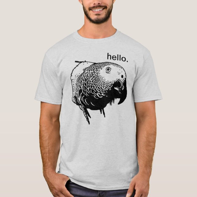 African Grey Hello T-Shirt (Front)