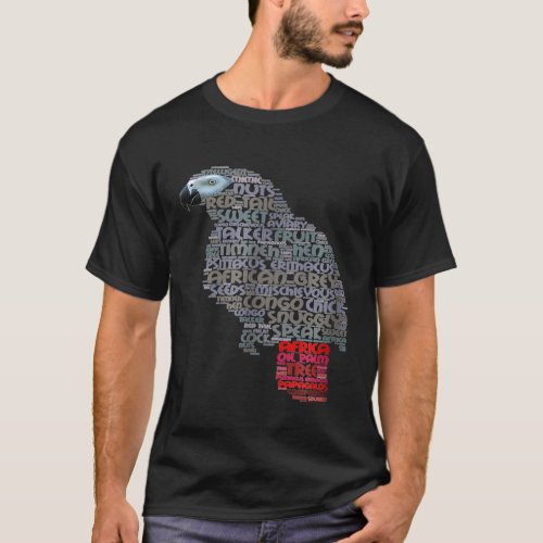 African Grey Parro Shows African Grey Word Art T_Shirt