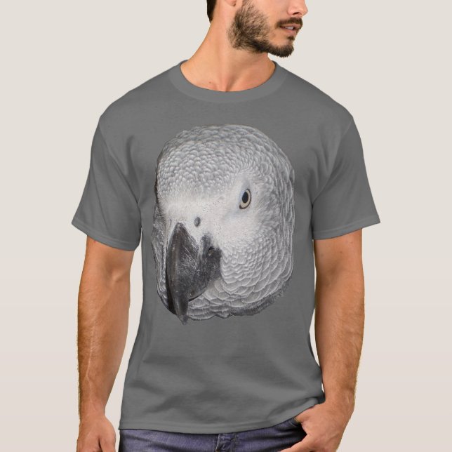 African Grey Parrot Big Head T-Shirt (Front)