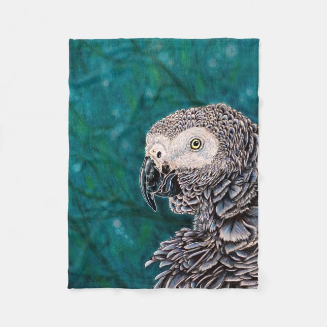 African Grey Parrot - Bird Fleece Blanket (Front)