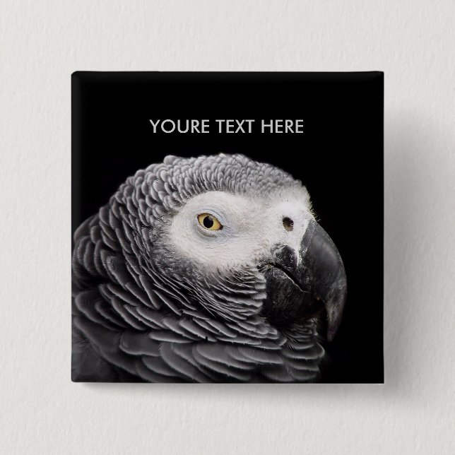 African Grey Parrot Button (Front)