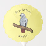 African grey parrot cartoon illustration balloon