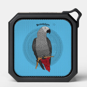 African grey parrot cartoon illustration  bluetooth speaker