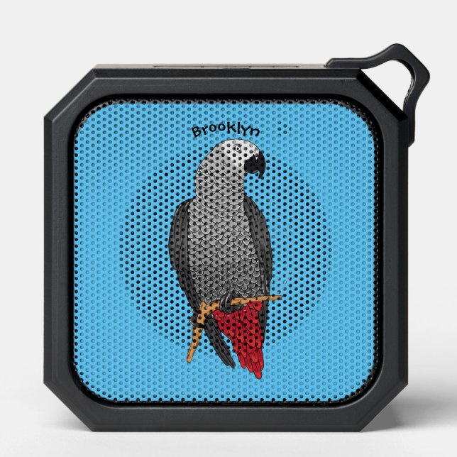 African grey parrot cartoon illustration  bluetooth speaker (Front)