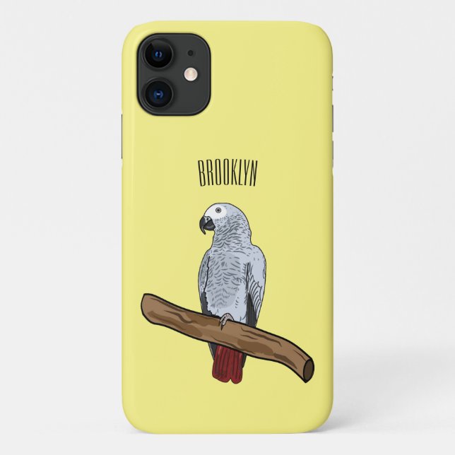 African grey parrot cartoon illustration  Case-Mate iPhone case (Back)
