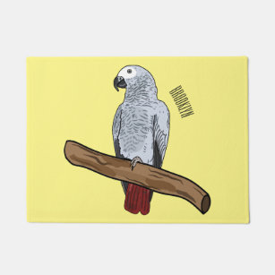 African grey parrot cartoon illustration  doormat