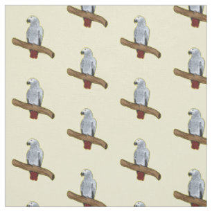 African grey parrot cartoon illustration  fabric