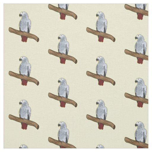 African grey parrot cartoon illustration  fabric