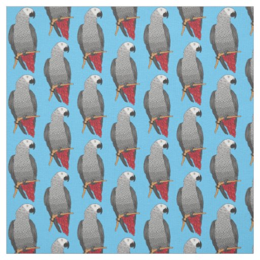 African grey parrot cartoon illustration  fabric