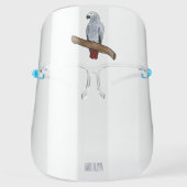 African grey parrot cartoon illustration face shield (Front)