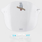 African grey parrot cartoon illustration face shield (Front w/Glasses)
