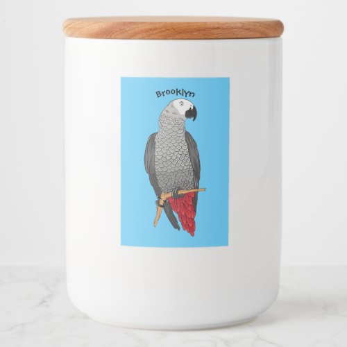 African grey parrot cartoon illustration  food label