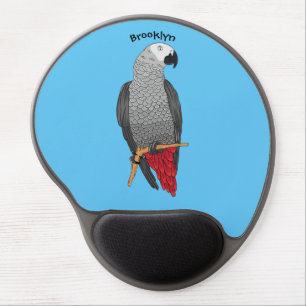 African grey parrot cartoon illustration  gel mouse pad