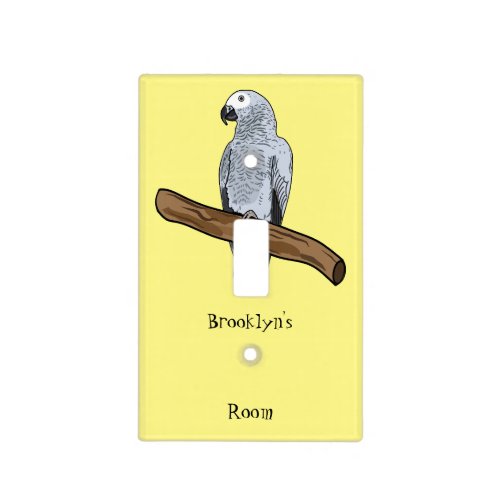 African grey parrot cartoon illustration light switch cover