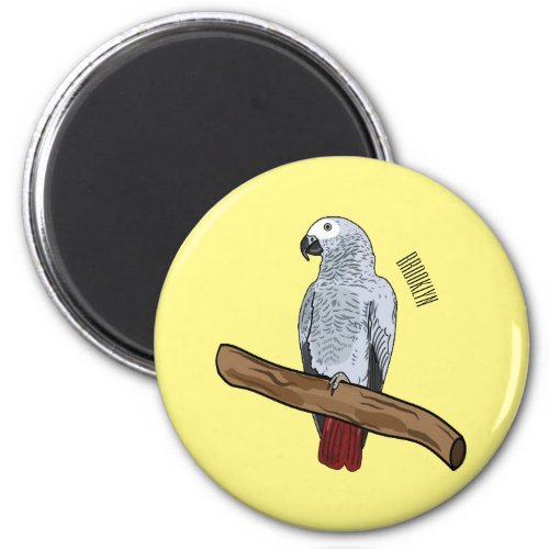 African grey parrot cartoon illustration  magnet