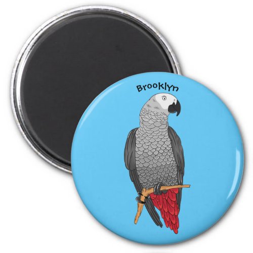 African grey parrot cartoon illustration  magnet