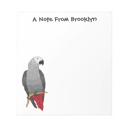 African grey parrot cartoon illustration  notepad