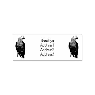 African grey parrot cartoon illustration  rubber stamp