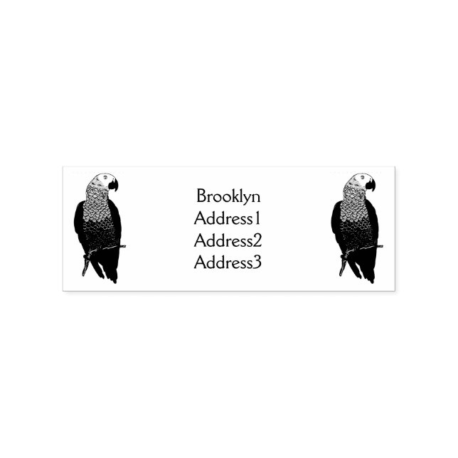 African grey parrot cartoon illustration  rubber stamp (Imprint)