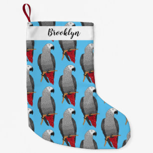 African grey parrot cartoon illustration  small christmas stocking